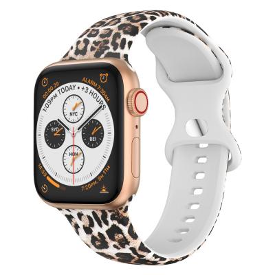 China Adjustable Sport Watch Strap Silicone Pattern Printed Floral Bands For iWatch Ultra Series 8 7 6 5 4 Sport Watch Band Strap For Apple Watch 49mm 45mm 41mm for sale