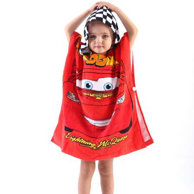 China Other Wholesale Cotton Children Kids Printed Hooded Poncho Towel Bathrobe for sale