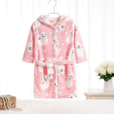 China New Design Pink Kids Flannel Fleece Cow Print Breathable Cute Cartoon Kids Breathable Bathrobe for sale