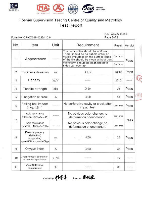 TEST REPORT - Foshan Yiquan Plastic Building Material Co.Ltd