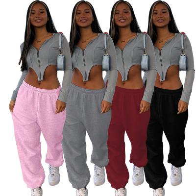 China Arrival Fashion Breathable Sports Tracksuit For Woman 5 Colors Ladies Solid Color Pants Women Casual Sport Tracksuit for sale