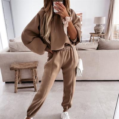 China Latest Arrival Winter 2020 Women Clothing Autumn Fall Contrast Color Two Piece Set Breathable Fleece for sale