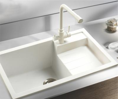 China Without Popular Single Basin Quartz Sink Drainer Faucet Color Deep Laundry Kitchen Sink For Cabinet for sale