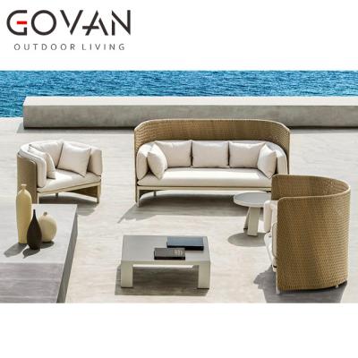 China Outdoor Synthetic Hotel/Garden/Outdoor/Patio/Garden Set Villa Rattan High Back Sofa Rattan Sofa Plastic Luxury Furniture for sale