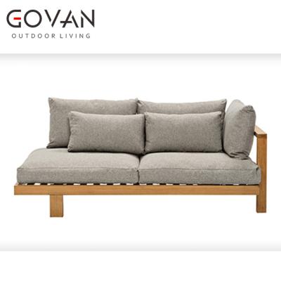 China Modern Outdoor Style Furniture Hotel Villa Garden Leisure Teak Wood Straight Arm Sofa for sale