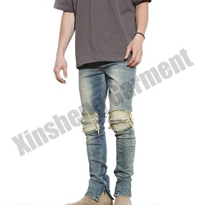 China 2021design distressed jeans QUICK DRY ripped men's jeans fashion skinny jeans new style pent up running cyclist custom mens for sale