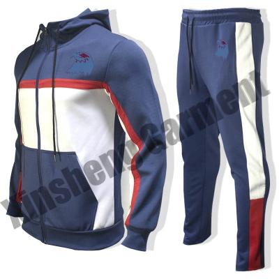 China 2021Custom Zipper Breathable Tracksuit Splice Contrast Color Pullover Hoodies Pants Sets Jogging Two Piece Set Wholesale for sale