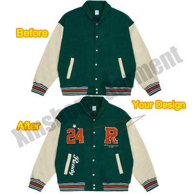 China QUICK DRY Quality Design Men Leather Jackets Street Fashion Baseball Letterman Varsity Coat Manufacturer Wool Jacket for sale