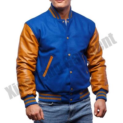 China Wholesale Blank Leather QUICK DRY Letterman Blank Leather College Brown Embroidery Bomber Jackets Casual Varsity Jacket for sale