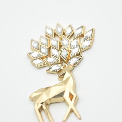 China China Gold Metal Lapel Pins Moose Enamel Lapel Pins Rhinestone Magnetic Lapel Pins for sale