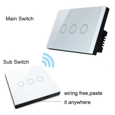 중국 Glomarket Tuya Wifi 1/2/3 Gang Multi Way Smart Wall Glass Panel Touch Electrical Wireless Switch For Home Automation 판매용