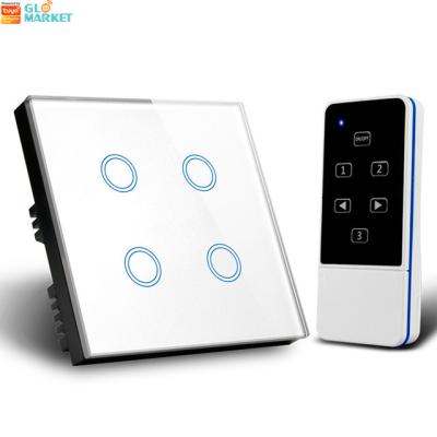 China Glomarket Tuya Smart Switch Google Alexa 4 Gang OEM Remote Touch Tuya Wall Switches for sale