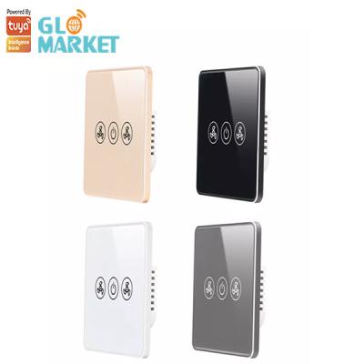 China Glomarket Tuya Smart Wifi Fan Switch US Standard Touch Wall Glass Panel for sale