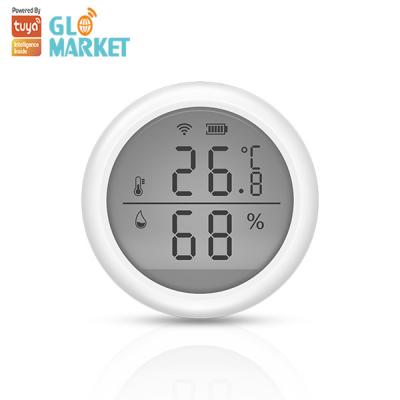 China Tuya Smart Digital Wifi Temperature And Humidity Sensor LCD Screen With Alexa Google Home for sale