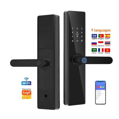 China Glomarket Tuya TTlock Fingerprint Digital Password Apartment Home Room Cerraduras Inteligentes Security Smart Wooden Door Lock for sale