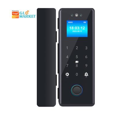 China Glomarket Tuya Smart 3d Face Recognition Wifi Glass Door Lock Fingerprint Card Password Electronic Glass Door Lock For Office for sale