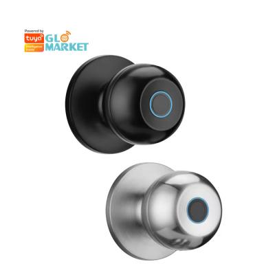 China Glomarket Wholesale Intelligent Round Ball Knob Lock Keyless Smart Door Handle Lock Tuya App Control Smart Fingerprint Door Lock for sale