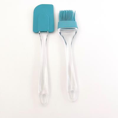 China Lightweight Silicone Baking Spatula Basting Brush Baking Set 2PCS Silicone Kitchen Utensil Set for sale