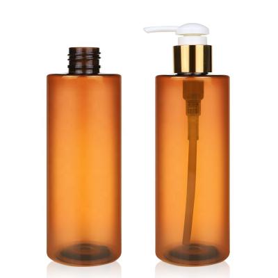 China Hot Selling Plastic Bottle 250ml Amber Cosmetics Bottles For Skin Care Personal Packaging PET Flat Shoulder Lotion for sale