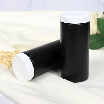 China Skin Care Personal Packaging 250ml Empty Frosted Hair Mask Gel Black Plastic Jars HDPE Custom Logo Body Cream Tall Cosmetic Jars for sale