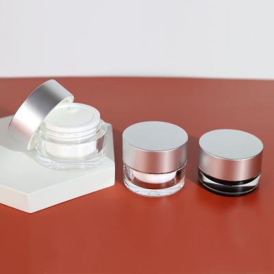 China 15g 30g 50g Aluminum Cosmetic High End Acrylic Jar Lid Eye Cream Facial Mask Empty Cosmetic Jars Cream Container for sale