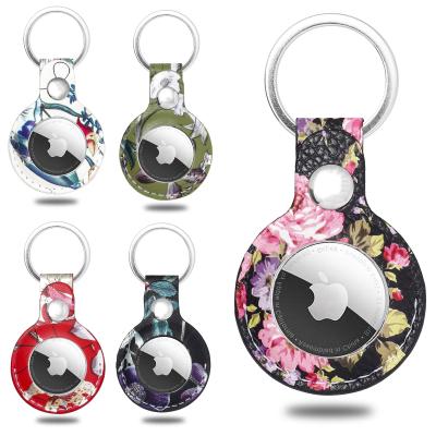 China Anti-fall Sleeve PU Air Tag Ring Accessories Protective Key Chain Waterproof Leather Case For iPhone Airtags for sale