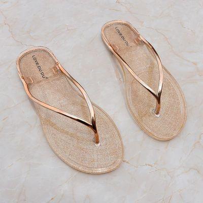 China 2021 Fashion Trend Designer Trendy Flip Flops Customized Outdoor Transparent Women Beach Flip Flops Slippers for sale