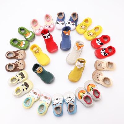 China Amazon Hot Selling Breathable Stripe Prewalker Sock Shoes Soft Sole Cotton Terry Shoes Baby Anti Kids Toddler Sock Shoes for sale