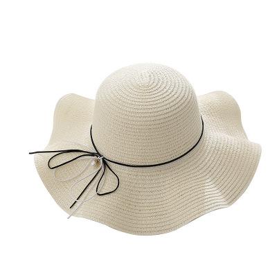 China 2021new character arrival wide brim ribbon decoration women sunscreen soft straw hat for traveling for sale