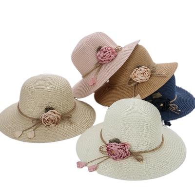 China Hot Sale Large Brim Ladies Designer Character Summer Multicolor Flower Accessory Optional Lightweight Sun Hat for sale