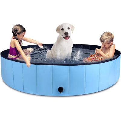 China Large Dog Cat Swimming Pool Portable Indoor Portable Outdoor Foldable Kids Bathtub, 160*30cm Blue for sale