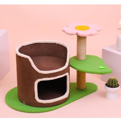 China Viable Multifunctional Pet Toy Cat Scratching Jumping Platform Sisal Cat Climbing Frame for sale