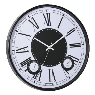 China Antique Style 50cm Home Decorative Plastic Wall Clock With Thermometer Hygrometer for sale