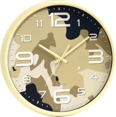 China 16 Inch CREATIVE Camouflage With Arch OEM Art Glass Clock for sale