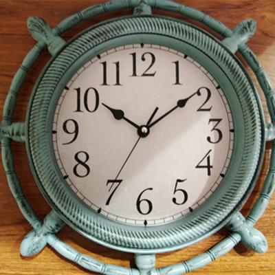 China Antique Style 14 Inch Steering Wheeled Antique Wall Clock Home Decoration for sale