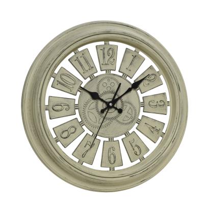 China Antique Style 16 Inch Old Style Shabby Vintage Gear Vintage Plastic Chi Wall Clock for sale