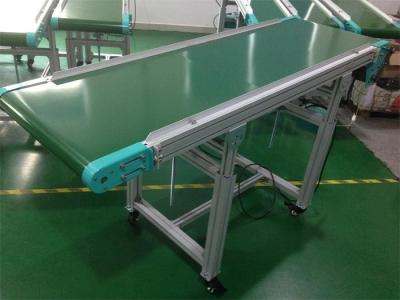 China 2.0mm Green Industrial Slope PVC Belt Conveyor With Universal Castors for sale