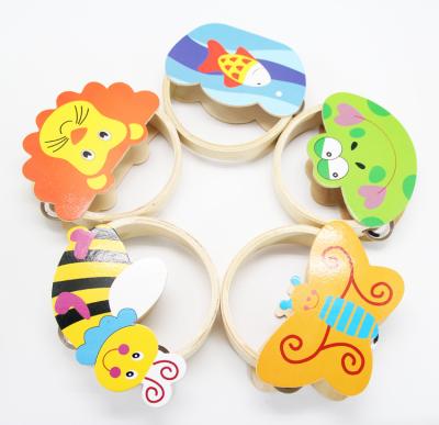 China Wood+Metal Cartoon Mini Wooden Toy Hand Held Basque Drums For Kids for sale