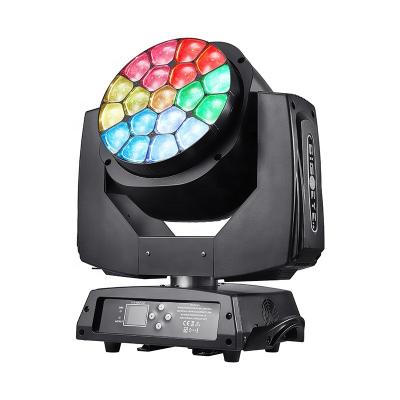 China Pro Stage Wash 19Pcs RGBW 15W Led Moving Bee Eye Head Light 4 IN 1 Dot Controller Stage Lighting Projector Full Color Spot KTV Club for sale