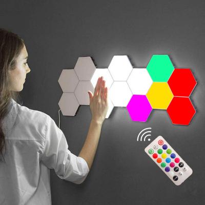 China Hexagon New Commercial Creative Touch RGB Night Use Remote Control Light Led DIY Wall Splicing Lights for sale