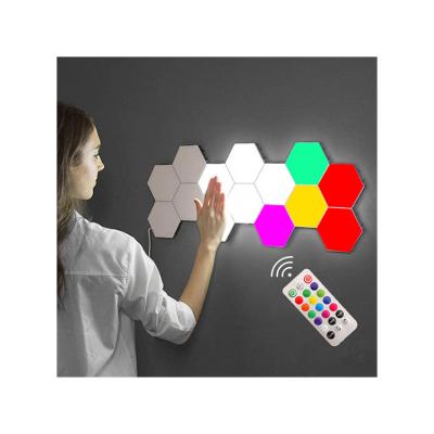 China 2021 New Commercial Use Creativity Decoration Led Wall Lamp Lights Hexagonal Magnetic Contact Led Night Light for sale