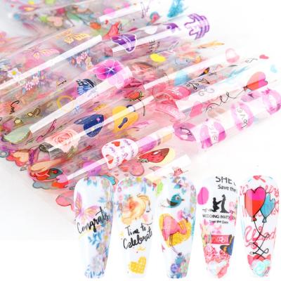 China Popular Wholesale Love Butterfly Valentine's Day 3D Nail Foil Transfer Paper for sale