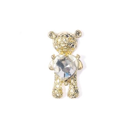 China 3d Nail Art DIY Decoration Shiny Gold Sliver Bear Decoration Alloy Accessory Bear 3D Nail Art Decoration For Nail Supplies for sale