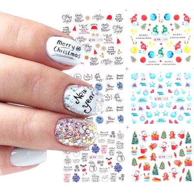 China Easy Apply Winter Color Santa Snow Bells Water Nail Stickers Wholesale for sale