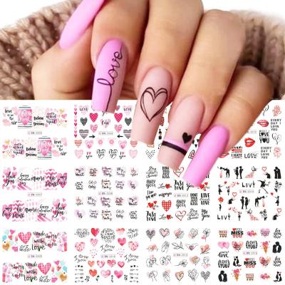 China Eco-Friendly/Easy Apply Wholesale Valentine's Day Love Lip Print Letter Series Watermark Stickers Nail Art for sale