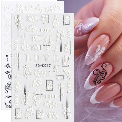 China Eco-friendly / Easy Apply Wholesale Blank Nail Lace Butterfly 5D Embossed Stickers For Nail Art for sale