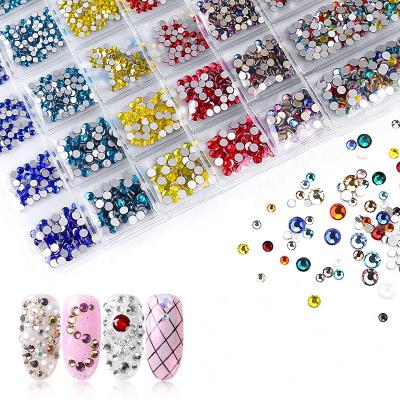 China Easy Apply Super Glitter AB Ss3-Ss10 Flatback 3D Mix Size Crystal Nail Art Rhinestones Decorations for sale