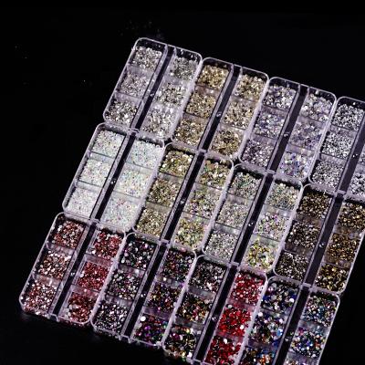 China Flat Iridescence Crystal Rhinestone Nail Art Decoration Opal Crystal Nail Art Design Newest Mixed 13 low in box for sale