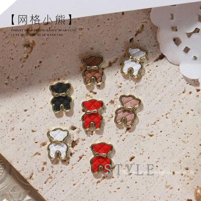 China Easy Apply Hot Sale Check Bear Metal 3d Decoration Nails Art Decoration for sale