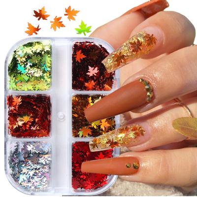 China Hot Selling 3D DIY Maple Leaf Sequins Shiny Nail Art for sale